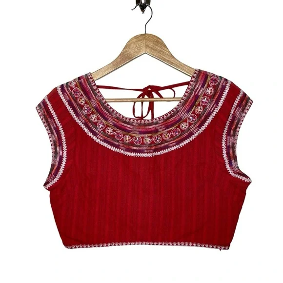 Billabong Designer’s Chica Amiga Embroidered Top Rio Red Large - Picture 6 of 16